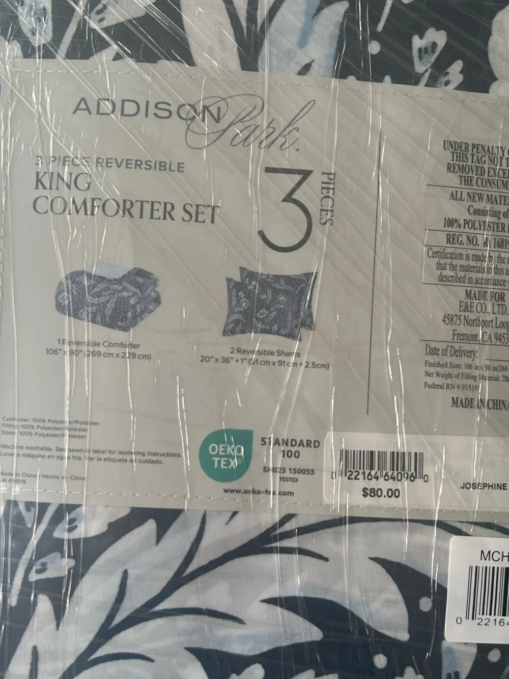 NWT ADDISON PARK reversible comforter set.